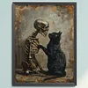 Black Cat And Skull-14CT Stamped Cross Stitch 30*40cm/11.81*15.75in