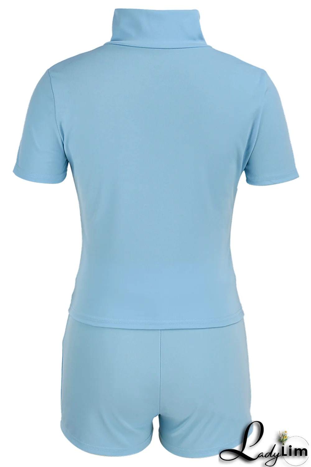 Pink Fashion Print Draw String Hooded Collar Short Sleeve Two Pieces