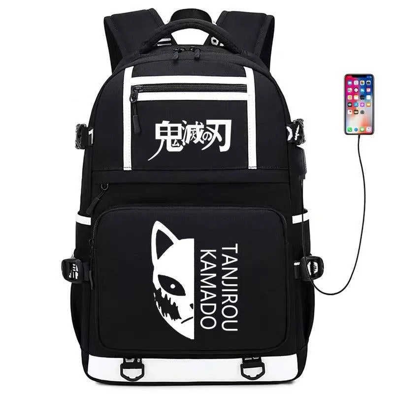 Buzzdaisy Demon Slayer Kimetsu no Yaiba Kamado Tanjirou #1 USB charging Backpack School NoteBook Laptop Travel Bags