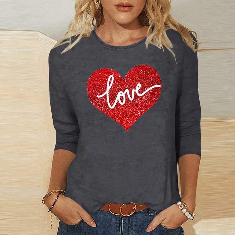 VChics Love Printed Casual Long Sleeved T-Shirt