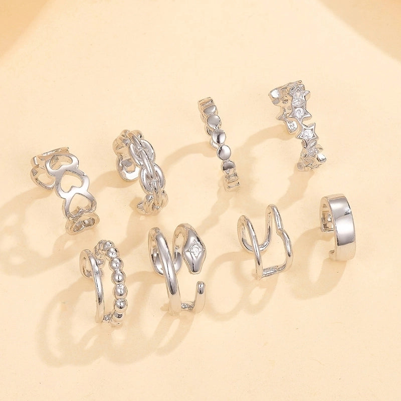 1 Piece White Gold Plated 925 Sterling Silver Zircon Star Ear Cuffs