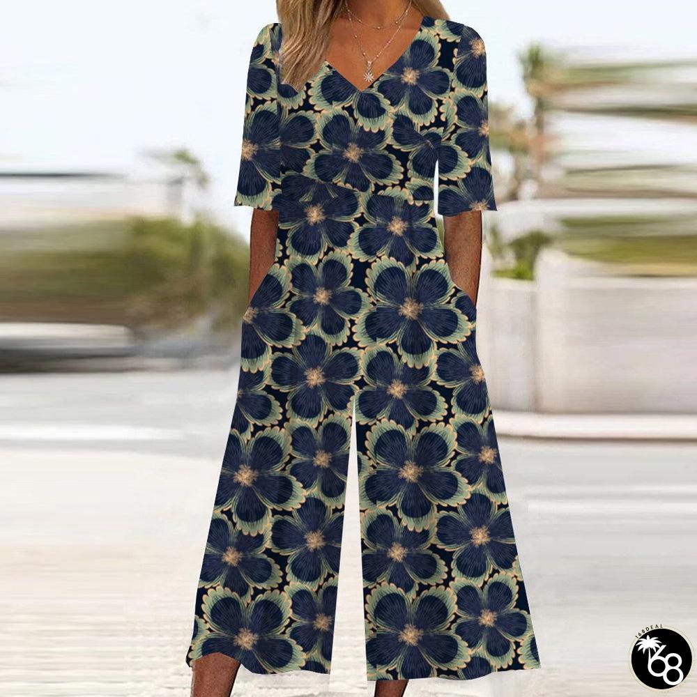 Popular Side Pocket V-Neck Jumpsuit | 168DEAL