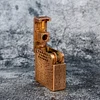 Purely handmade solid brass/copper square kerosene lighter with Taotie (mythical creature) pattern