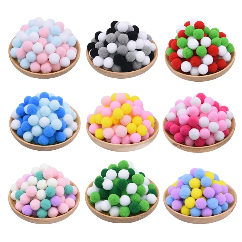 100Pcs 15-25mm Colorful Pompoms DIY Dolls Garment Handmade Material Soft Fluffy Pom Poms Ball For DIY Kids Toys Accessories