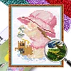 House-Partial 9CT Stamped Cross Stitch Bead Embroidery 17*20cm