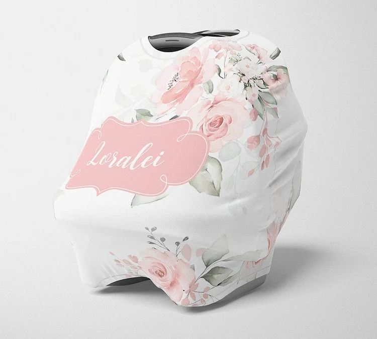 Personalized Baby Flower Car Seat Canopy| Canopyl01