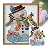>SALE<Full Embroidery Cotton Thread 14CT Printed Christmas Snowman Cross Stitch35x40cm
