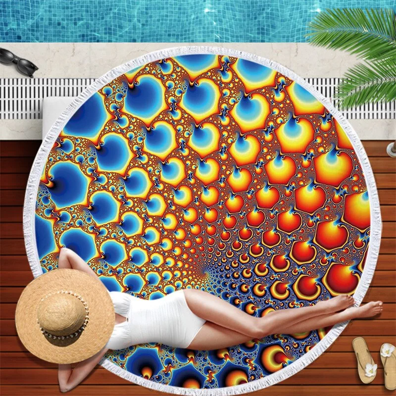 Dropshipping Chakra Beach Towel Tassel Toalla Mandala Tapestry Sunblock Round Cover-Up Bath Towel Lotus Bohemian Yoga Mat 150cm