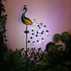 Metal Peacock Garden Ornament Lamp Waterproof LED for Courtyard Garden Path Lawn