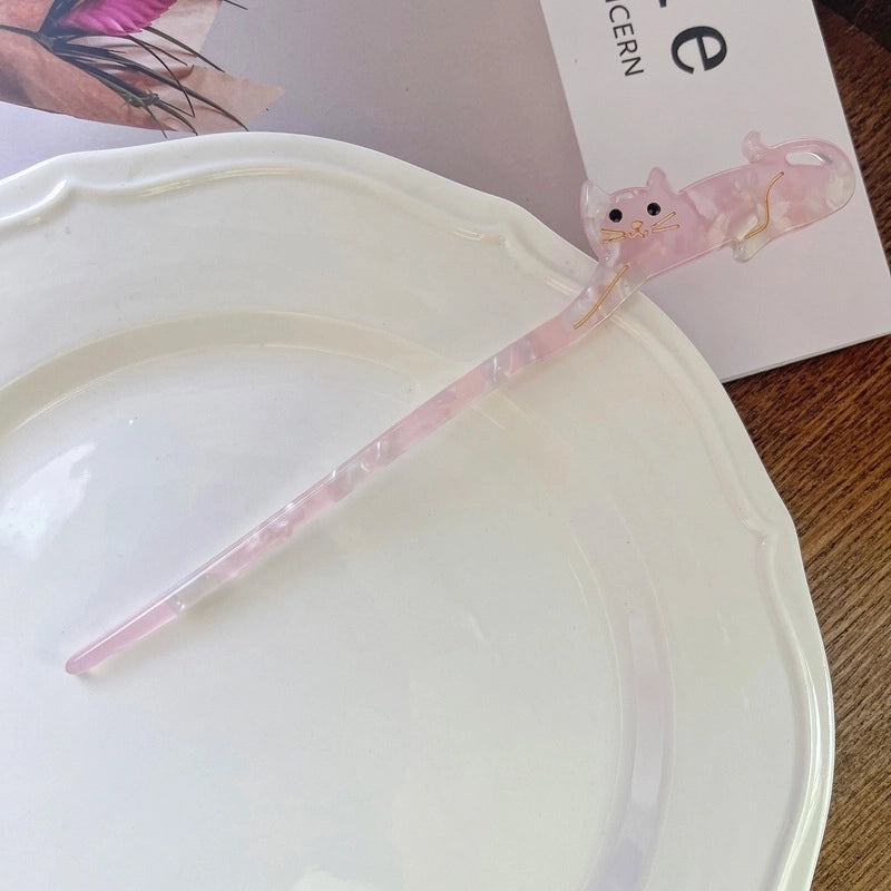 Women’s Chinoiserie Cute Sweet Animal Cat Acetic Acid Sheets Hairpin