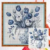 Blue And White Porcelain Flowers - 11CT Counted Cross Stitch - 45*45cm - Flower
