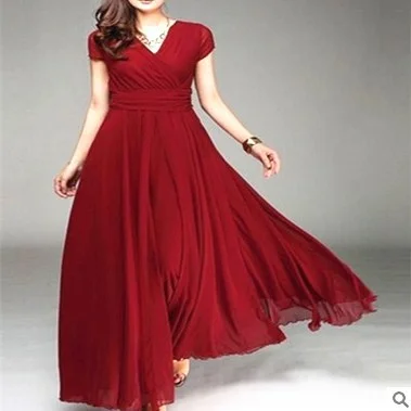 Brownm Sleeve Bohemian Chiffon Waist Dress Dresses