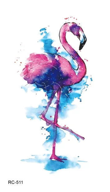 52 Kinds Watercolor Animals Fake Tattoos Temporary Cat Flamingo Wolf Whale Fox Butterfly Waterproof Tatto Stickers Small Size