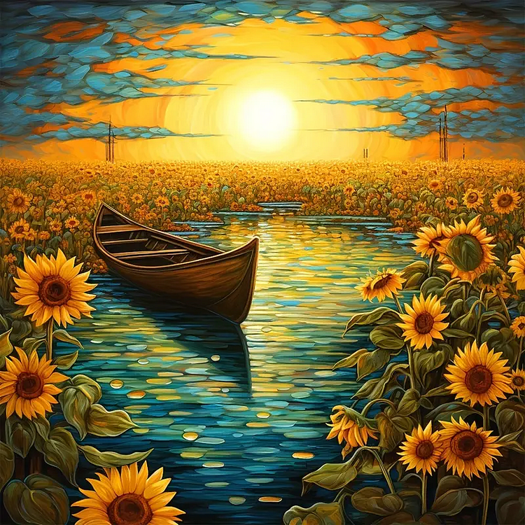 5D Diamond Painting Square Drill Lake Sunset new addition