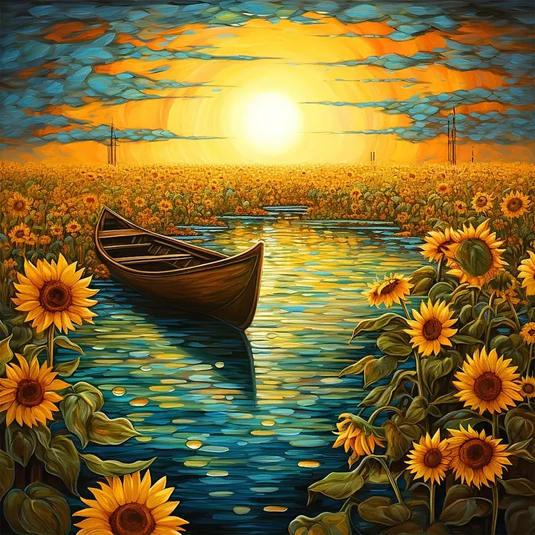 Sunset Field of Flowers, 5D Diamond Painting Kits