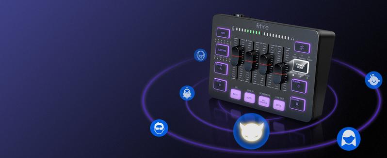 Product Introduction of FIFINE Gaming Audio Mixer with XLR Cable Bundle. Streaming RGB PC Mixer with Microphone Cable. XLR Interface. Volume Faders. Mute Button. Computer Mic for Recording/Podcast/Vocal/Game Voice 9