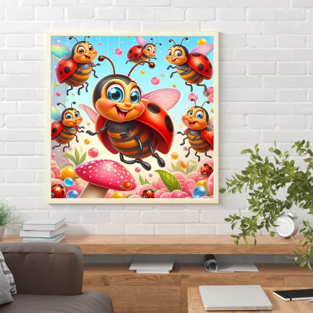 Diamond Painting - Full Round Drill - Ladybug(Canvas|30*30cm)