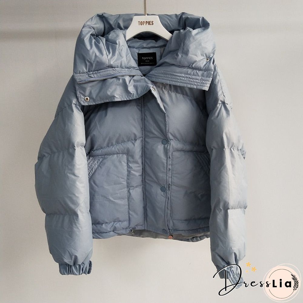 Toppies Winter Jacket Women Hooded Pink Puffer Jackets Loose Casual Candy Color Coat Korean Fashion Outwear