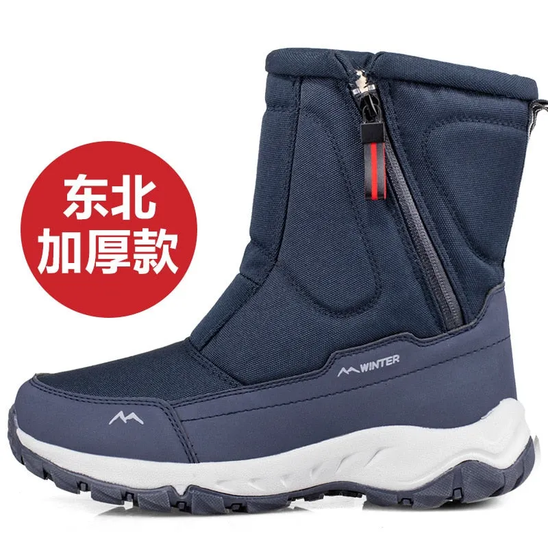 2021 winter new thick couple snow boots plus velvet warm outdoor leisure short boots Black platform snow boots women wedges