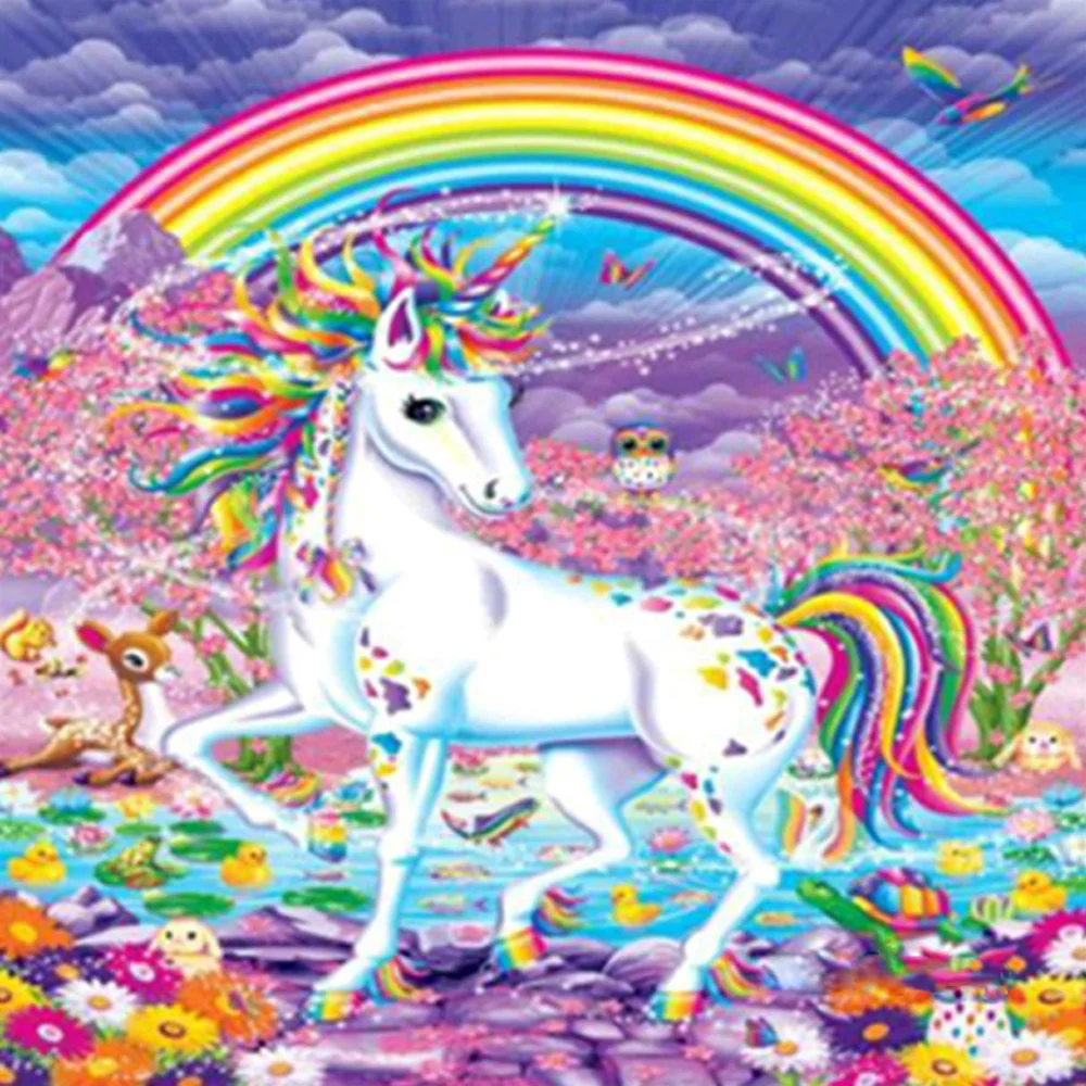 Full Round/Square Diamond Painting -   Rainbow White Horse