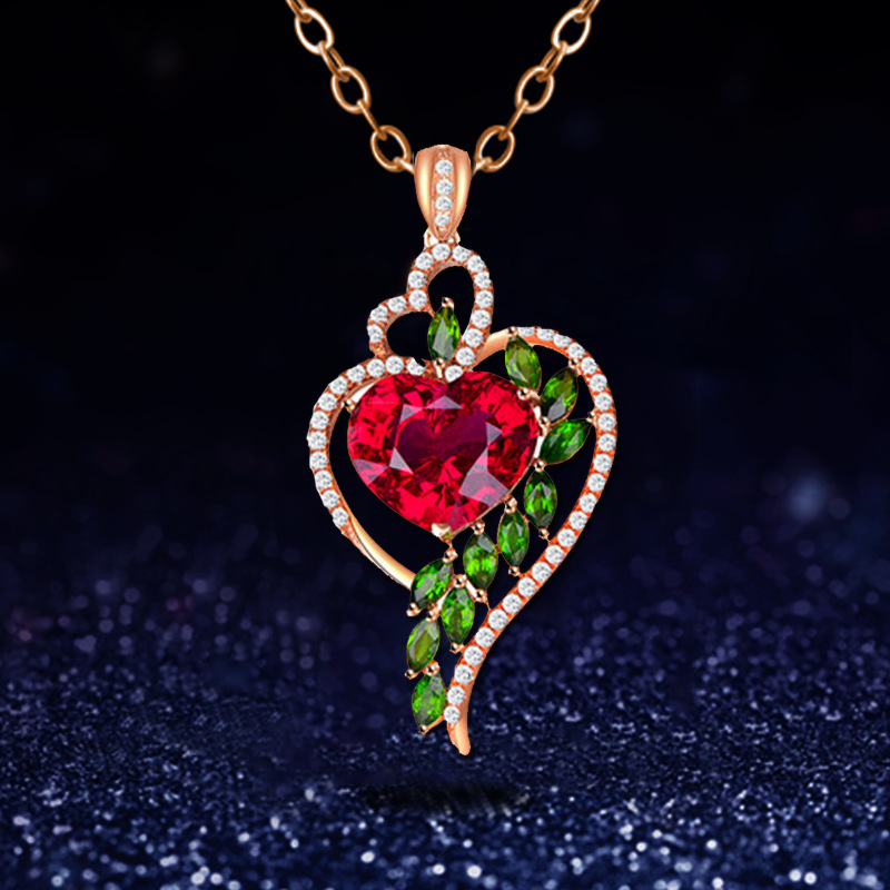 Fashion Heart Shaped Rhinestones Plating Necklace 2024 - Flycurvy 
