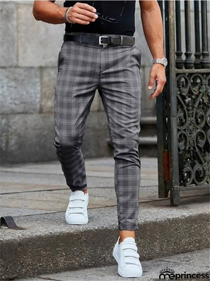 Men&rsquo;s Button Up Plaid Trousers