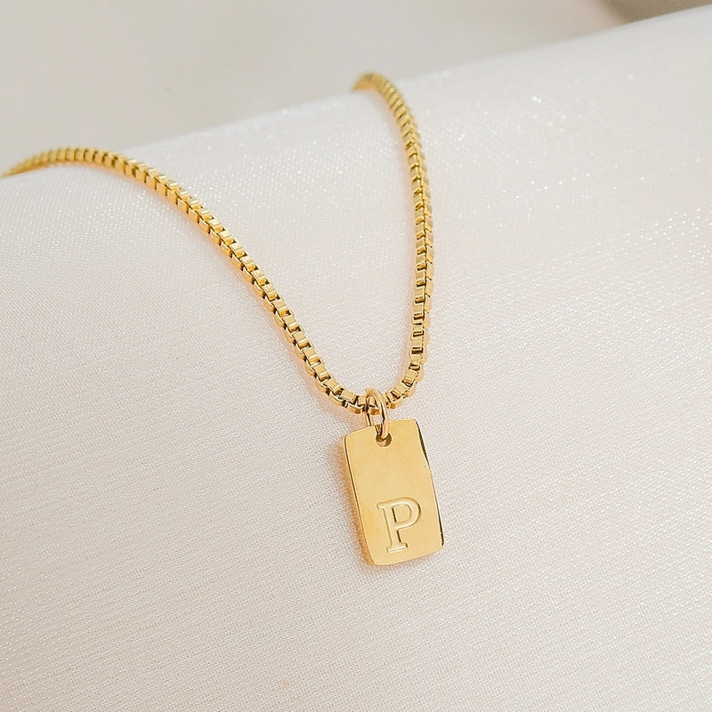 Minimalist Letter 304 Stainless Steel 18K Gold Plated Pendant Necklace
