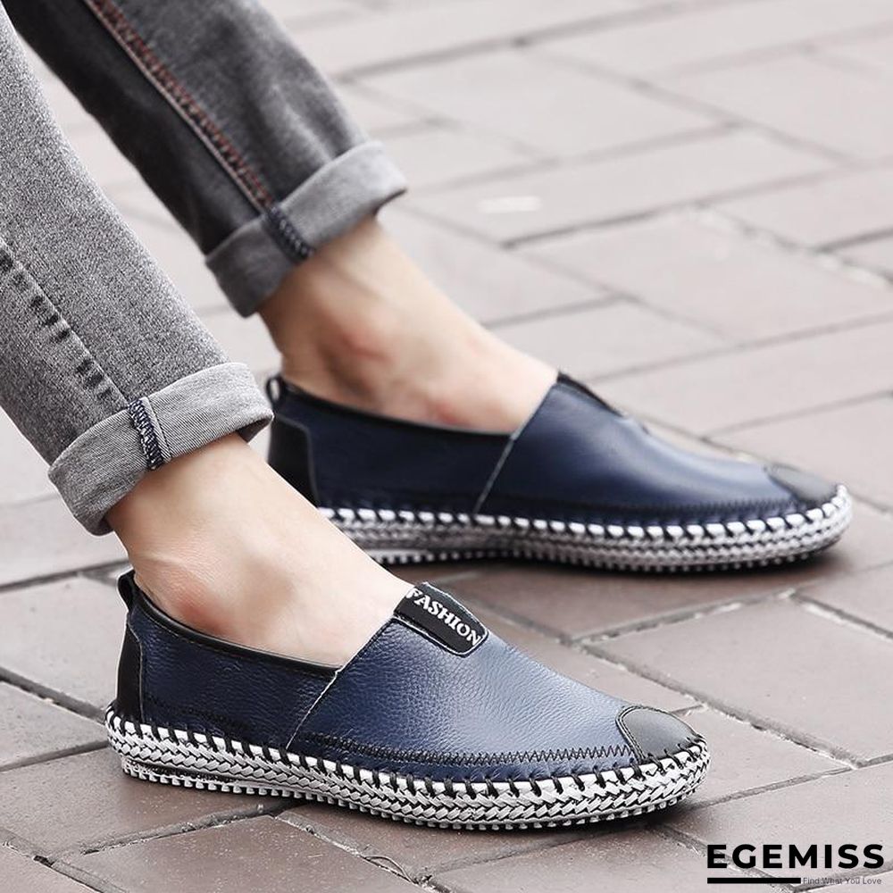 Men Breathable Comfortable Split Leather Men Loafers Flats Casual Shoes | EGEMISS