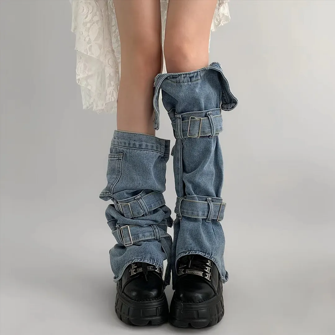 Breakj Breakj Leg Set Thin Drawstring Pile Socks Crucifix Design Boots Horn Socks Tide Woman