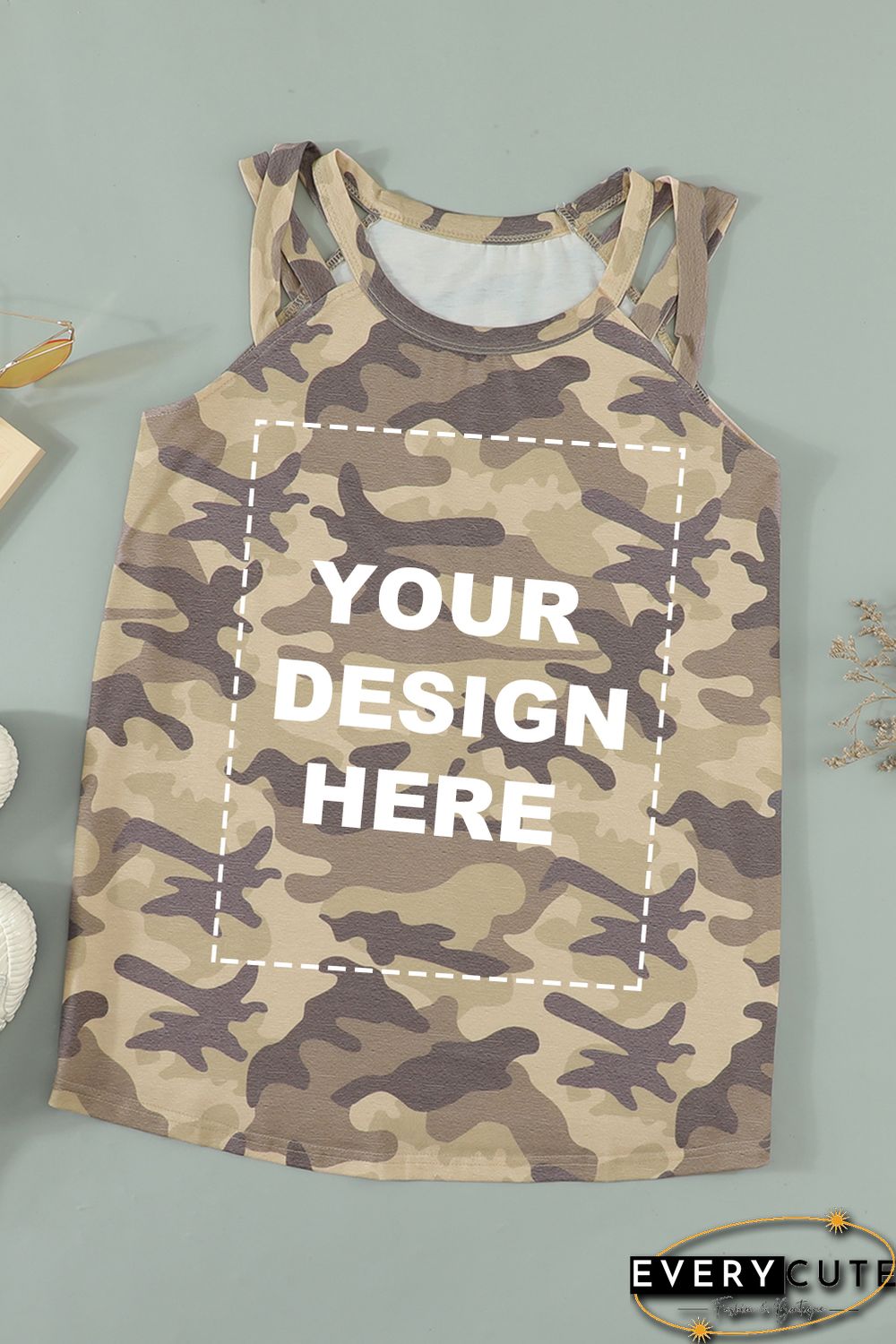 Blank Apparel - Camo Crisscross Shoulder Tank