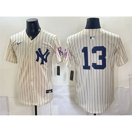 Men's New York Yankees #13 Jazz Chisholm Jr. Cream 2026 Field of Dreams Stadium Baseball Jersey