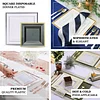 10 Pack | 7" Gold Trim White Plastic Square Dessert Plates, Disposable Appetizer Salad Plates