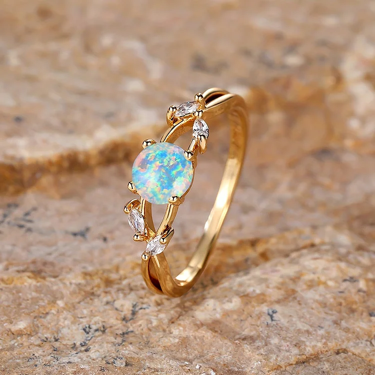 Olivenorma "Purify Energy" Dainty Opal Plated Marquise Zircon ring