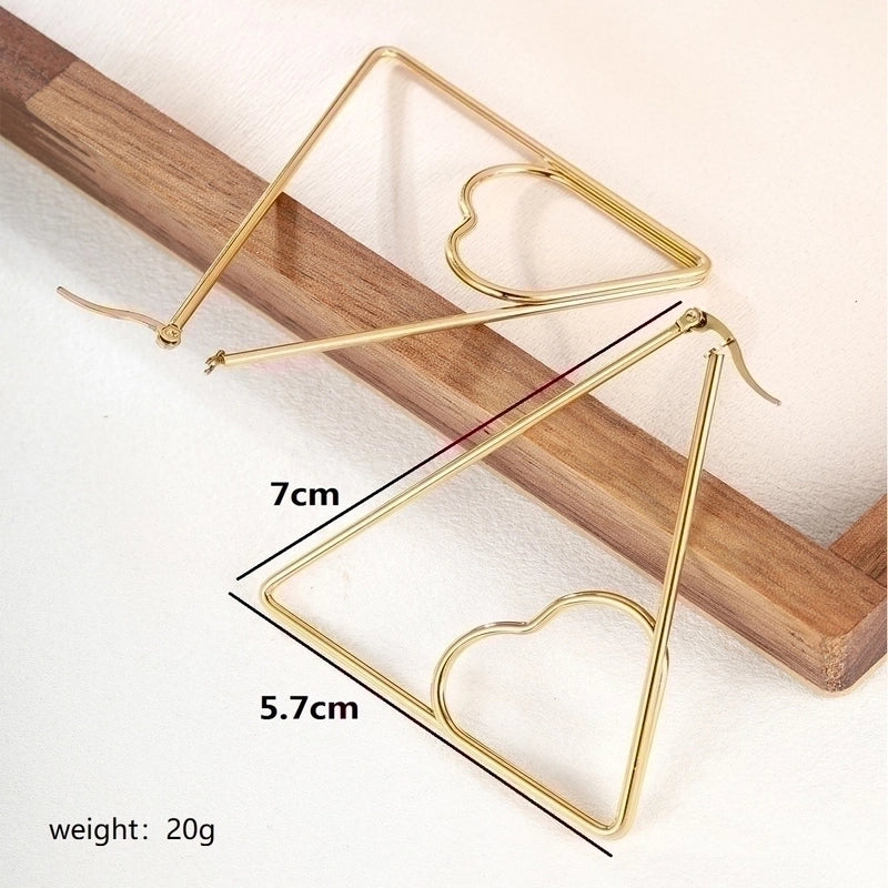 1 Pair Exaggerated Fashion Triangle Round Plating 201 Stainless Steel 18K Gold Plated Stainless Steel Earrings