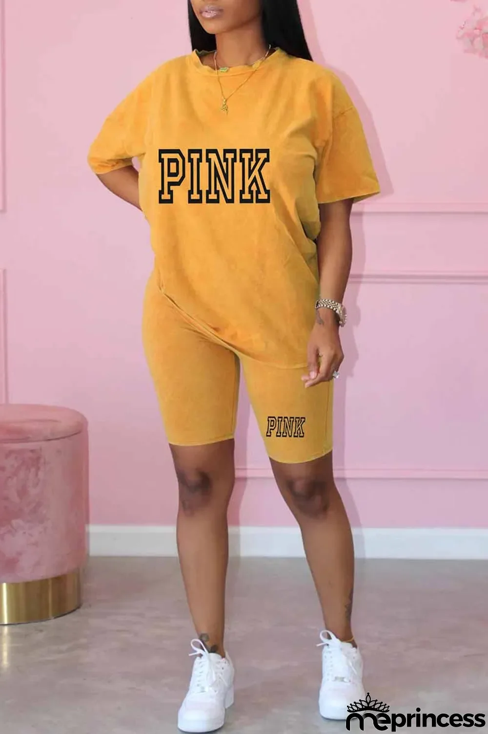 Purple Casual Print Letter O Neck Short Sleeve Two Pieces