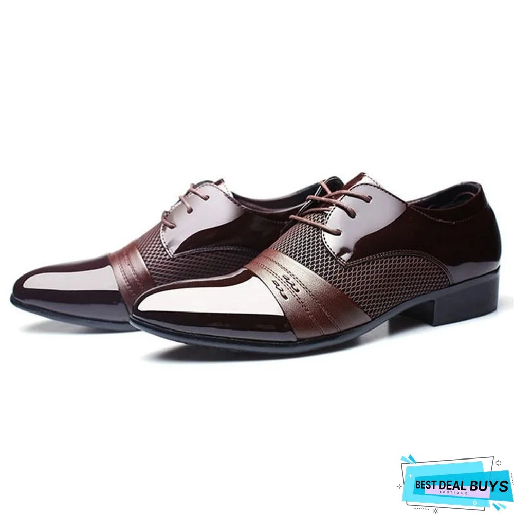 Men Leather Shoes Oxford Pu Leather Breathable Business Flat Shoes