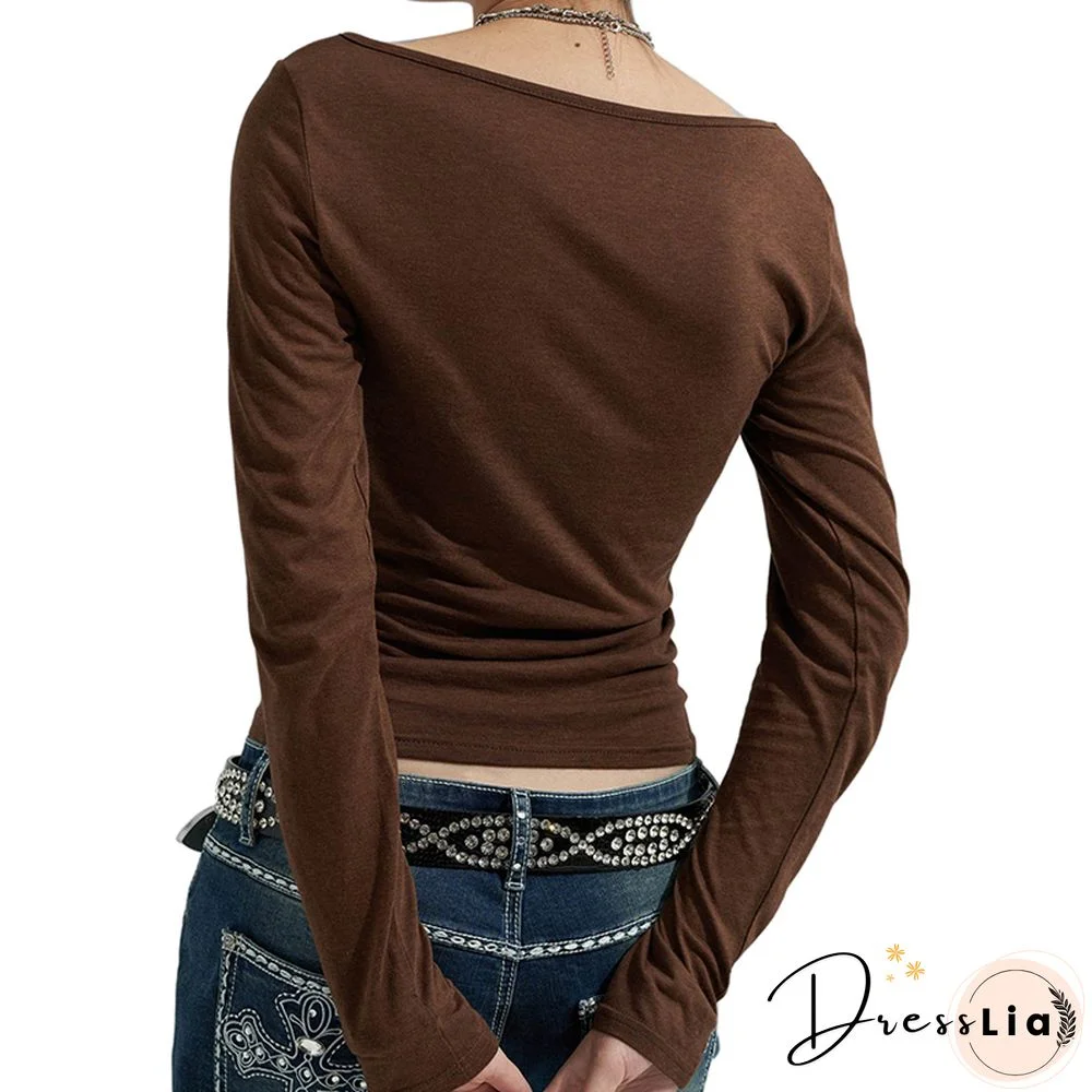 Vintage Women Graphic Print T Shirt Goth Long Sleeve Clothes Skinny Street Ladies Tops Anime Clothes Dark Academia Tee