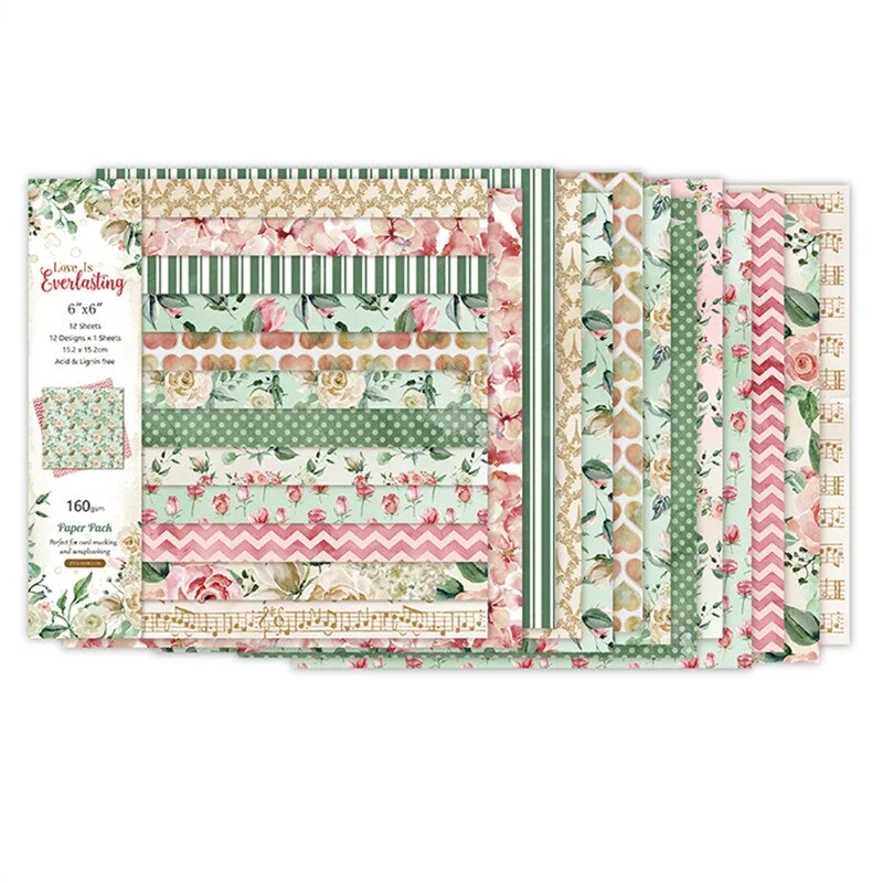 12pc Love Is Everlasting patterned paper Scrapbooking paper pack handmade craft paper craft Background pad