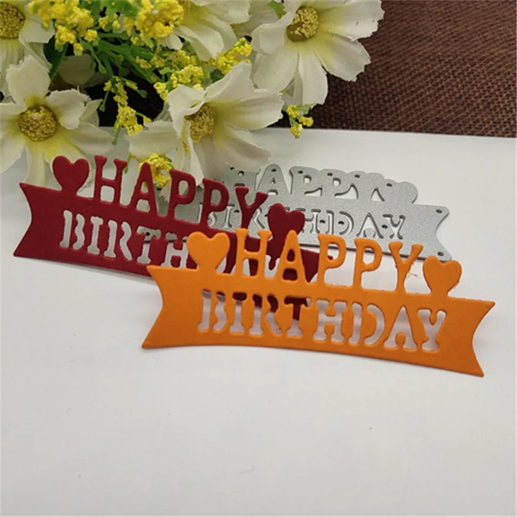 Happy Birthday Words Metal Cutting Dies Craft Stamps die Cut Embossing Card Make Stencil Frame Art Cutte