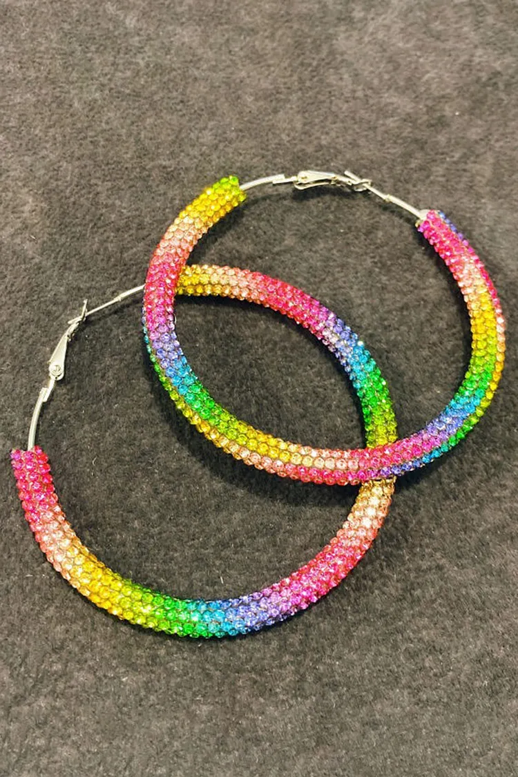 Festival Rhinestone Rainbow Ring-Shaped Earrings 2024 - Xpluswear