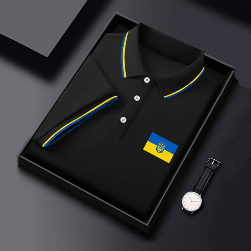 Comstylish Men's Ukraine Flag Contrast Color Polo Shirt