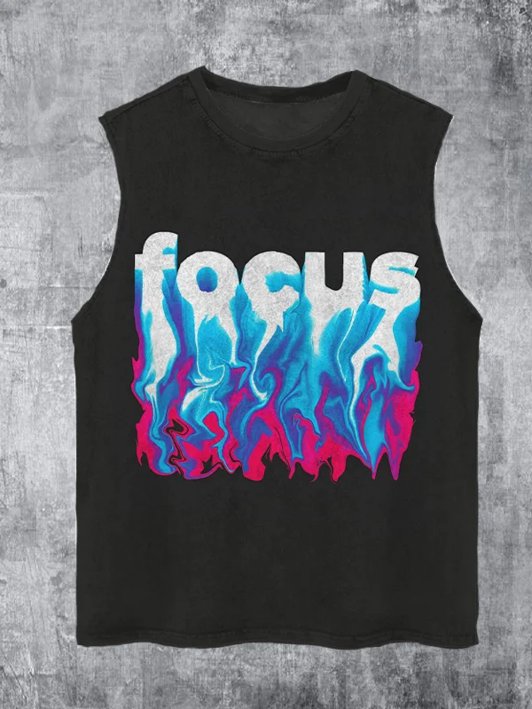 Men's Focus Flame Art Printed Tank Top