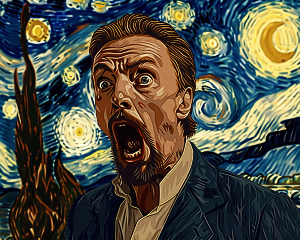 Van Gogh's Starry Night and the Man Who Screamed - Paint by Numbers - 16"x20"/40*50cm