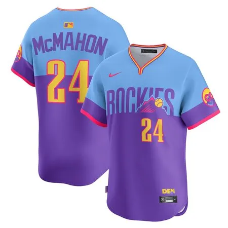 Men's Colorado Rockies #24 Ryan McMahon  Purple/Light Blue 2025 City Connect Limited Player Jersey
