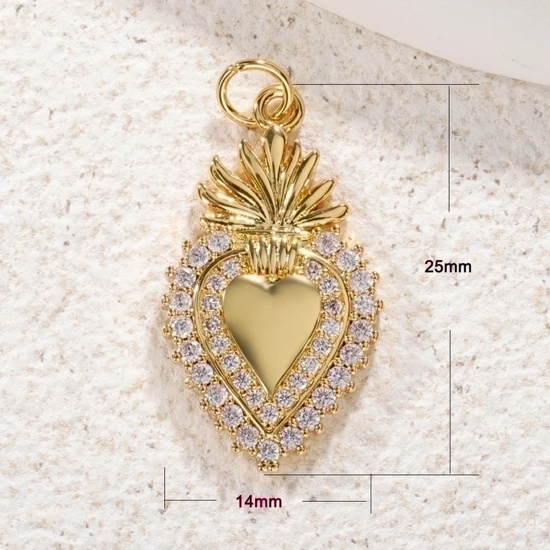1 Piece Copper Zircon Gold Plated Inlay Pendant