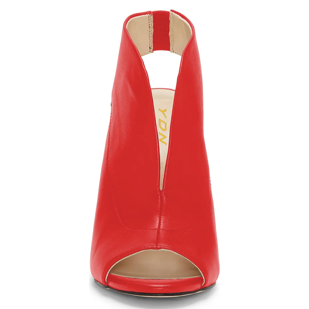Vegan Leather Peep Toe Slingback Design Classy High Heels in Red