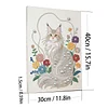 DIY Pearl Painting White Cat for Home Wall Decor with Frame(40x30cm)