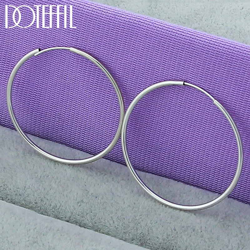 DOTEFFIL 925 Sterling Silver Round Circle 30mm Hoop Earrings For Woman Jewelry