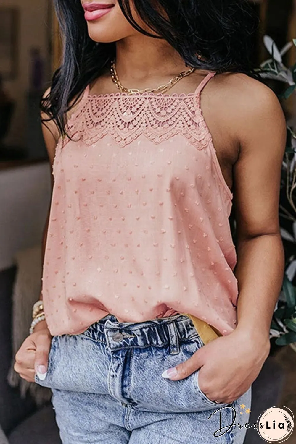 Fashion Casual Split Joint Spaghetti Strap Tops