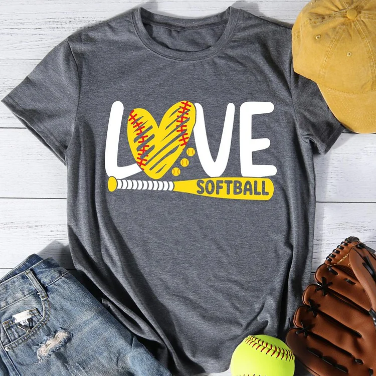 Love Softball Round Neck T-shirt-0025854